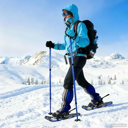 Kaloriko Raquettes à Neige 3 en 1 avec bâtons de randonnée réglables en Aluminium et HDPE antidérapant pour Marche, Alpinisme, randonnée, Ski, Outdoor Hiver Homme Femme Adulte Enfant