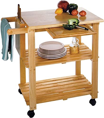 Winsome Mario Kitchen Cart, Rolling Utility & Serving Cart with Wheels for Snacks in Natural, Drinks, Kitchen Essentials, Storage & Organization for the Home or Apartment