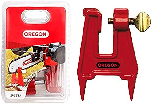 Oregon Chainsaw Filing Stump Vise For Sharpening Saw Chain, Professional Sharpening Clamp for Chainsaw Maintenance, Compatible with all Models (26368A), Red