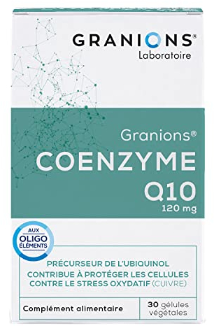 Coenzyme Q10 GRANIONS | Complément alimentaire peau | Coenzyme Q10 120mg avec Magnésium + Cuivre | Peau nette, acne, anti oxydant | Made in France | 30 gelules