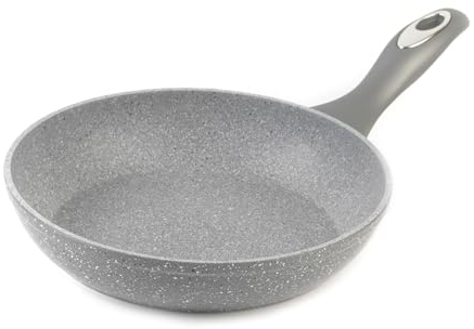 Salter BW02762G1 Marblestone Collection, Padella antiaderente in alluminio forgiato, 20 cm, grigio, Manico in bachelite, rivestimento in marmo, per pesce, carne e verdure, non si attacca