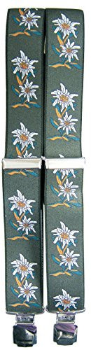 Fan-O-Menal Hosenträger mit Print - Edelweiß Blumen - 06584 grün