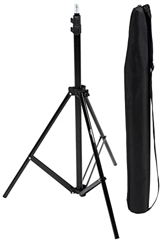 Amazon Basics 2-Pack Aluminum 80/2.04m Light Stand with Case for Studio and On-Location Photos, 1.81 lb / 821 g per Stand, Max Load 6.98lbs/3.17kg, Adjustable Height, Portable, Compact - Black