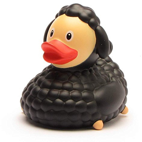 Duckshop I Badeente schwarzes Schaf I Quietscheente I L: ca. 8 cm I Quietscheentchen I Geschenk für Tierliebhaber I Präsent Sammler