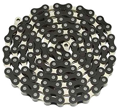Alta YBN Bicycle Chain Twotone, (Single-Speed, 1/2 x 1/8-Inch, 112L) Multiple Colors (Black/Chrome)
