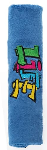 WALSER Gurtpolster für Kinder, Gurtpolster-Auto Graffiti ab 5 Jahren, Gurtschoner, Gurtschutz-Kinder, Kinder-Schulterpolster-Auto blau