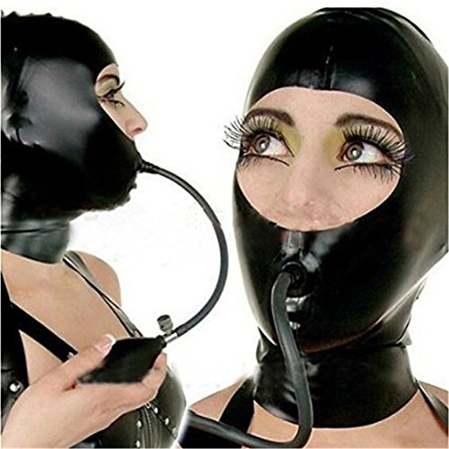 MFMYEE Bondage-Maske, handgefertigte Latex-Kapuze, Gummimaske für Catsuit, Clubkleidung, Kostüme, Bälle, Cosplay
