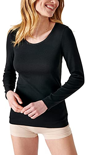 Damart Camiseta de Manga Larga de canalé Fino Thermolactyl Negro M
