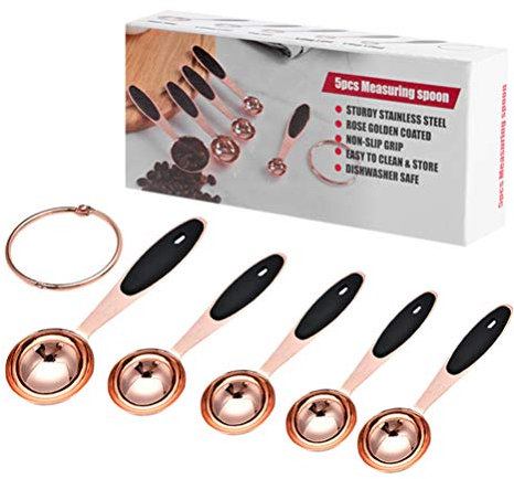 Cabilock 1satz Messlöffel Set Aus Edelstahl Roségold Mit Schnalle Für Präzises Messen Der Küche Zum Backen Und Mixen Von Cocktails Leicht Und Langlebig
