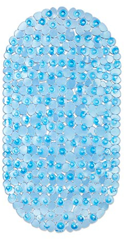 Relaxdays Badewannenmatte Steinoptik, BxT: 68 x 35,5 cm, waschbar, rutschfeste Badewanneneinlage, mit Saugnäpfen, blau