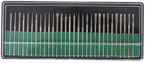 ANCLLO Titanbeschichtete Diamant-Frässtifte, Multifunktionswerkzeuge 30-teiliges Set, 3 mm, Diamant-Gravur, Zubehör, Fräs-Bit,Edelsteine, für die Befestigung von Handwerkern, Drehwerkzeug