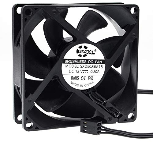 SXDOOL 80mm DC 12V Waterproof Cooling Fan, 80X80X25mm | Dual Ball Bearing,FG Tach signal,KF 2510 3P Plug