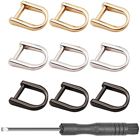 Ktnyl 9 Stück D Ringclip, Metall D Ring,Teilige D Ringe, Ring Karabinerhaken Schlüsselanhänger,Und Schraubenzieher, für Handtasche und Geldbörse