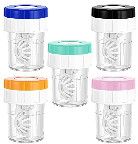 Sibba 5 Stück Manuelle Kontaktlinsenreiniger Kontaktlinsenbehälter Tragbare Rotations Manuell Kontaktlinsenreinigungsbehälter für den täglichen Gebrauch