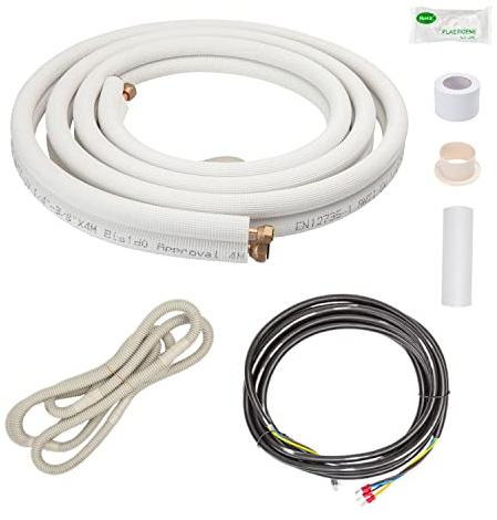 2x 4m 1/4+3/8 Zoll Kupferleitungen Kältemittelleitungen Isoliert Kupferrohr für 9000 Montage-Kit