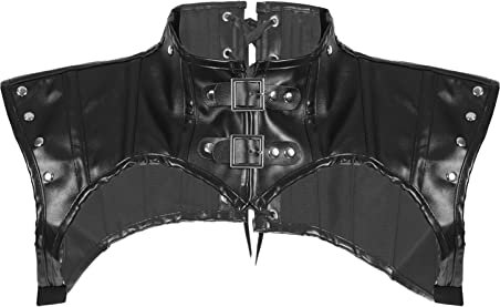 CHICTRY Männer Herren Body Leder Harness Harnis Wetlook Kragen Abnehmbare Top Shirt Brustgeschirr Einstellbar Schwarz A L