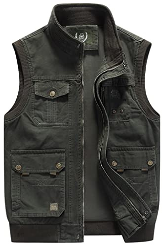 JZX Giubbotto da Pesca Multiplo Esterno Gilet da Pesca Giubbotto da Uomo Giubbotto di Lavoro da Lavoro (Color : Army Green, Size : M)