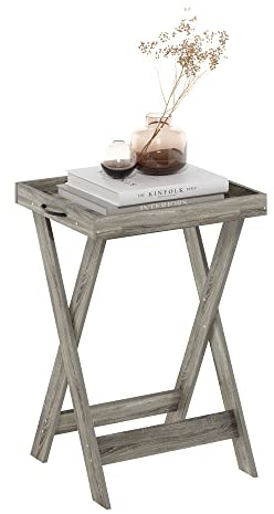 Furinno klassischer Tabletttisch mit abnehmbarem Tablett, französische Eiche