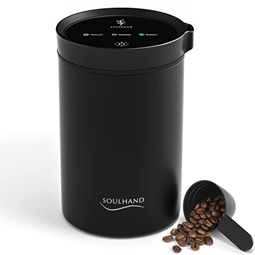 SOUL HAND Vacuum Canister, Airtight Sealed Coffee Canister Automatic Vacuum Stainless Steel Coffee Containers, Bean Storage Container for Food Storage 1.6 L