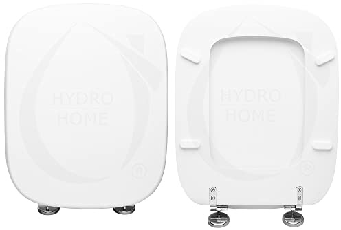 HYDRO HOME Tavoletta Wc EASY SQUARE CIELO Compatibile, Copriwater In Legno Rivestito Con 2 mm Di Resina, Tavoletta Wc Con Cerniere Fissaggio Dall'Alto MADE IN ITALY