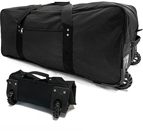 Große Faltbare Reisetasche mit Rollen, 600D Oxford, faltbar, groß, strapazierfähig, mit Rollen, für Camping, Reisen, Schwarz, Schwarz, 81.28 cm, 81,3 cm