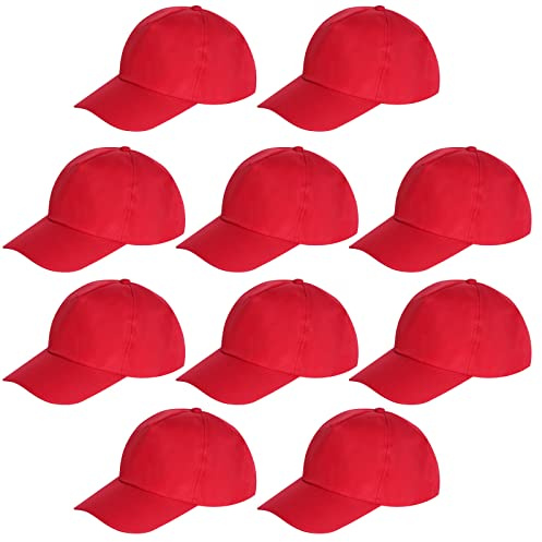 Yookat 10 Stück Kinder Baseball Kappen Kinder DIY Hüte Rot DIY Baseball Kappe Kinder Baseball Hut Sonnenhut für DIY (rot)
