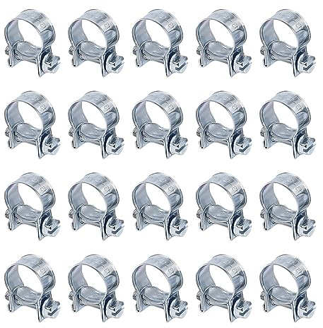 20 Stück Schlauchschellen, Einstellbare Mini Schlauchschellen Rohrschellen, Kleine Schlauchklemmen, Kraftstoffleitungsschellen für Wasser Rohr, Automobil-Tubing, Gas Rohr und Waschmaschine (13-15mm)