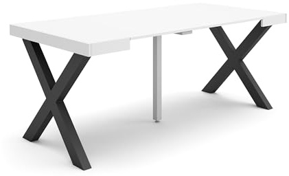 Skraut Home | Ausziehbarertisch | Multifunktionaler ausziehbarer | 180 | Für 8 Gäste | Massivholz Beine | Moderner Stil | Weiß