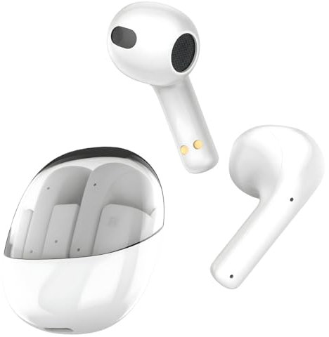 WATCHEM Wireless Earbuds: Bluetooth 5.3 Headphones, In-Ear TWS Earphones with Fast Charging Case, Immersive HI-FI Stereo Sound, Touch Controls & 24-hour Playback - WHITE