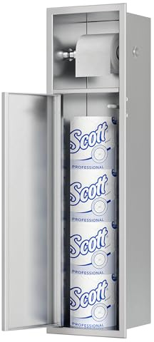 Neodrain Unterputz-Toilettenpapierhalter Edelstahl 304, 63 x 15 x 15 cm | Badezimmerschrank für Klobürstengarnitur, Papieraufbewahrung, Push to Open