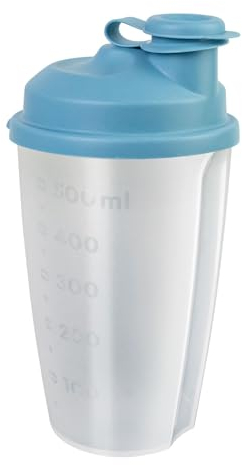 Westmark Dispensador de aderezos/Shaker con Escala de medición, Disco mezclador extraíble y Boquilla cerrada, Capacidad: 0,5 l, Plástico, Sin BPA, Mezcla, Color: translúcido/azul, 2435227B