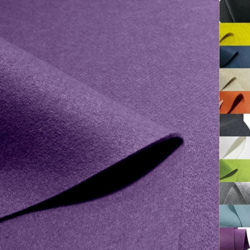 TOLKO 1m Bastelfilz Stabiler Filzstoff Meterware | 3 mm dick | Filzmatte Untersetzer Dekofilz Taschenfilz zum Nähen und Basteln | 100 cm breit | Nadelfilz Filz Meterware (Lila)