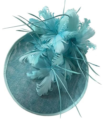Generisch Großer Derby-Hut, Fascinator, Stirnbänder, Brautfedern, Kopfschmuck, Anlass, Rennen, Türkis, Einheitsgröße