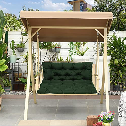 Baldachin-Schaukelbankauflagen für 2/3-Sitzer mit Rückenlehne, wasserdichte Ersatz-Bankauflagen, Gartenbank-Schaukelstuhlauflage für Terrassenmöbel im Innenhof, 120 x 100 x 10 cm, dunkelgrün