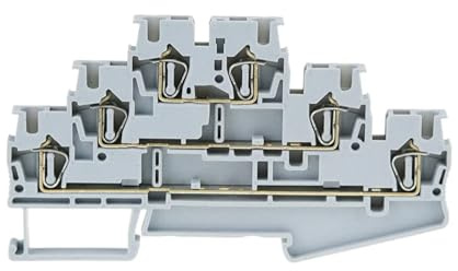 ST-2.5-3L Morsettiera a molla 10 pezzi su guida Din 3 strati collegamento senza viti connettore tipo a tirare conduttore filo ST2.5-3L(Gray)