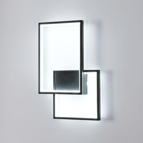 Mckalen Applique da Parete Interno LED, 34W 3825LM Moderno Lampada da Parete Nero, 41CM Lampada a Muro Camera da Letto per Bagno Lampada Soggiorno Scale Corridoio, Bianco Freddo 6500K
