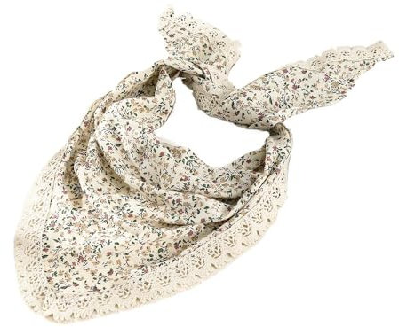 Blumen Dreieck Bandana Niedlich Turban Bedrucktes Tuch Spitze Haarschal Haarschmuck Dreieckstuch Mädchen(Beige)