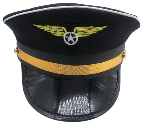 Airline Pilot Captain Crew Hat Cap, Kostümzubehör, Pilotenmütze Airline Captain Cap | Halloween-Piloten-Kostümzubehör, Piloten-Mützen, Mützen, Marine-Piloten-Piloten-Kostüm für Erwachsene