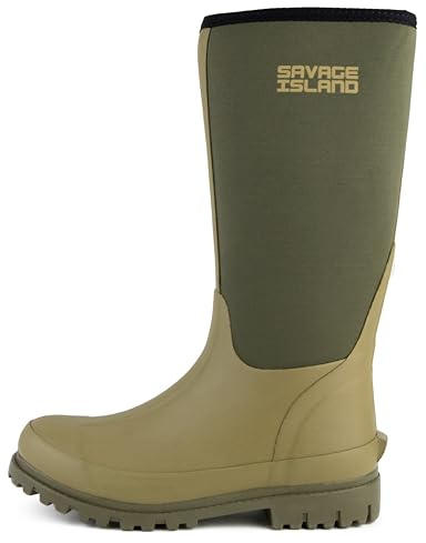 Savage Island Botas de agua de goma aisladas de neopreno para mujer, con forro cálido, hasta la rodilla, impermeables, Green, 37 EU