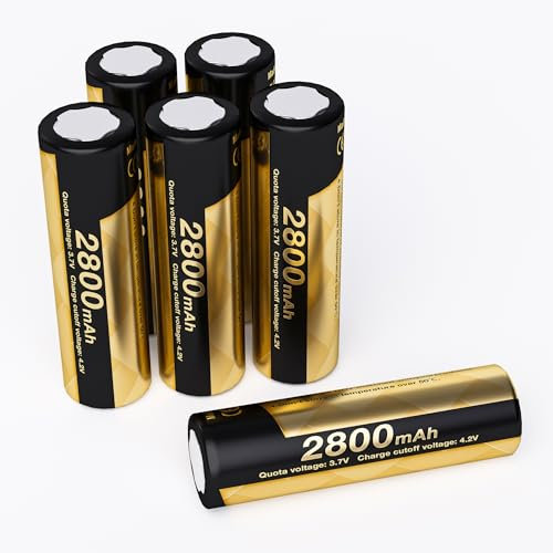 Matbc 4 pack 3.7 V 18650 Rechargeable Battery Flat top with Charger, 2800 mah 18650 battery For Outdoor Garden Lights, headlamps, Flashlight, Small Fan