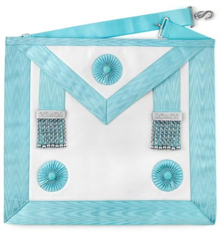 Regalia Store UK Craft Master Masons Apron with 3 Blue Rosettes | Turquoise Blue Color | 3rd Degree, Lambskin Leather Aprons | Masonic Memorial Gift for Freemason Men & Women