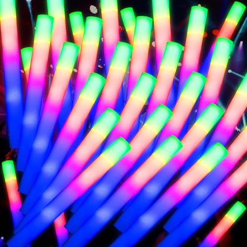 JODOUEEIR 68 Pack Led Foam Sticks Bulk, Wedding Glow Sticks for Reception Props, White Light-up Sticks for Wedding，Light up foam Sticks, Party Light Sticks Pack, Light Sticks for Parties Bulk