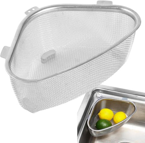Acunny Triangular Sink Strainer, Sink Strainer Basket - Kitchen Triangle Drain Strainer - Multifunctional Wire Mesh Strainer, Stainless Steel Sink Strainer Basket for Kitchen Sink Accessories