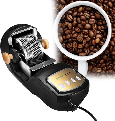 GESAIDES Home Coffee Roaster, Stainless Steel Electric Coffee Roaster Machine, Speed Adjust, Auto-matic Nuts Coffee Bean Roaster Drum, for Homes, Cafes, Hotels