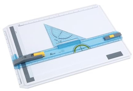 Acurit Technical Drawing Board - Portable Drafting Table with Multi-Tool Kit, Break-Resistant Plastic, Straight-Edge Lock Mechanism, Transparent Ruler, Protractor, Clamping Rail - 14.5x19.75