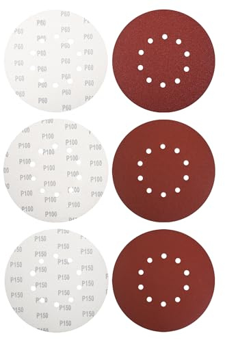 Lot de 15 Disques Abrasifs 225 mm - Grains 60/100/150-10 Trous Aspiration - Compatible Ponceuse Girafe - Pour Ponçage Plâtre et Bois