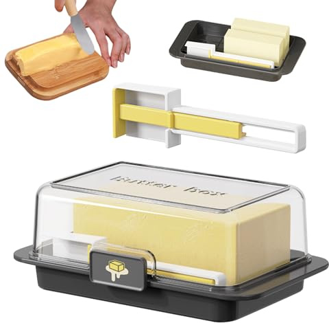 Mantequera de vidrio con tapa, 18,5 x 11 x 6,8 cm, soporte Butte-r para , recipiente de almacenamiento Butte-r, plato rectangular hermético para mantequilla, recipiente de queso irrompible para