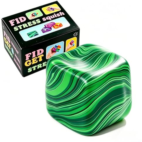 Cubo de estrés grande Fidget Toys Squishy - Cubo de hielo gigante con sensor de estrés para niños y adultos, juguete antiestrés, fidget para autismo, juguetes blandos (verde, 1)