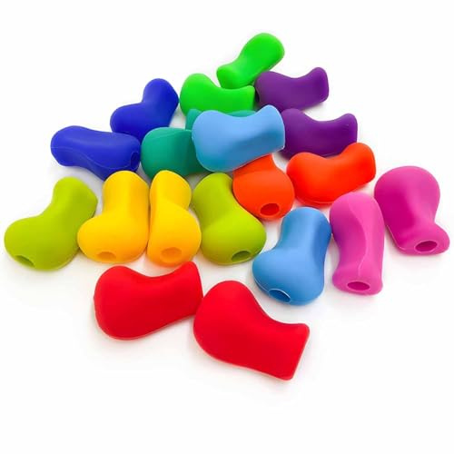 Lot de 20 Guides Écriture Ergonomiques - Attrape-stylo en Silicone Souple pour Enfants et Adultes, Aide à la Tenue de Crayon avec Design Ventouse, Correcteur de Posture pour Gauchers/Droitiers