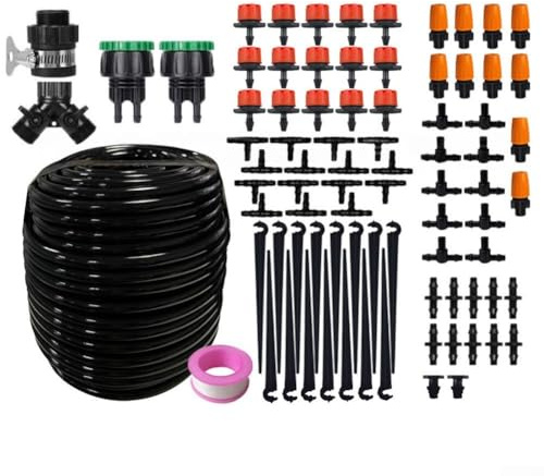 ZiStarlilife Kit de sistema de riego por goteo, sistema de riego automático, sistema de goteo DIY15m, kit de riego automático, boquillas ajustables, aspersores para jardín, invernadero, césped